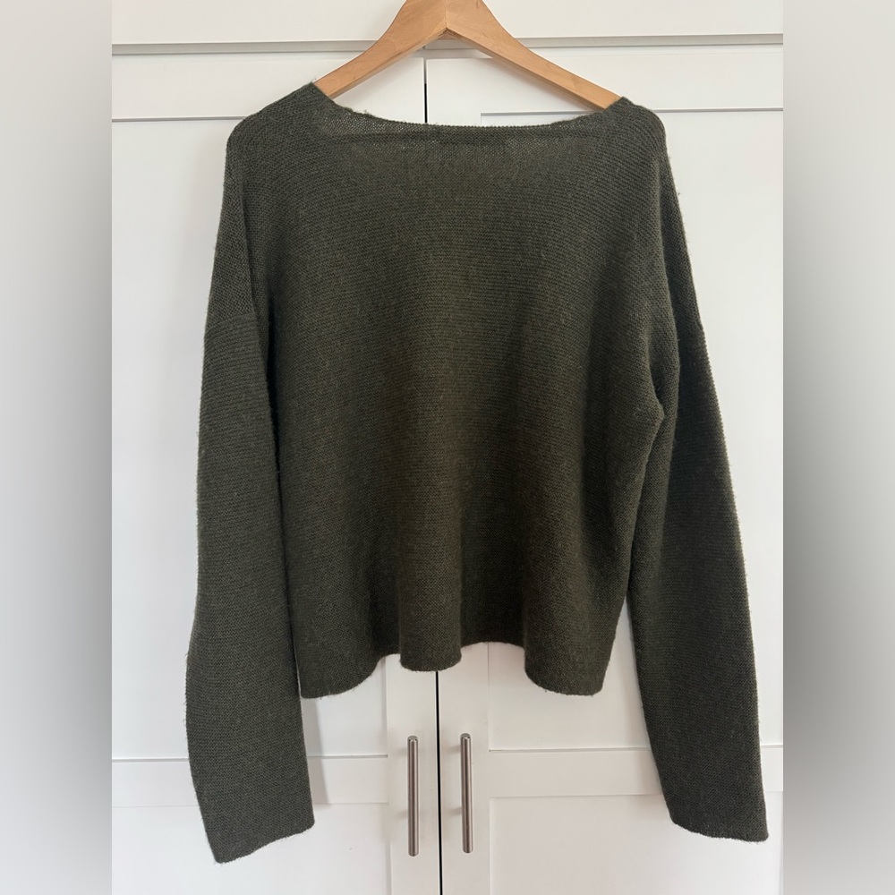 Peruvian Connection Forest Green V-Neck Sweater L - Picture 2 of 8